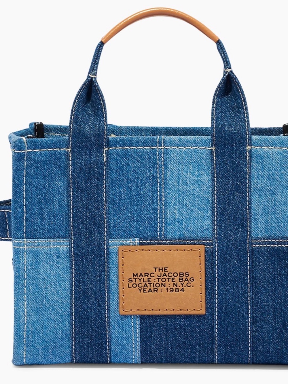 💙Authentic Marc Jacobs The Tote Bag- Denim Blue with Leather Tan Handle and stra - Picture 4 of 7
